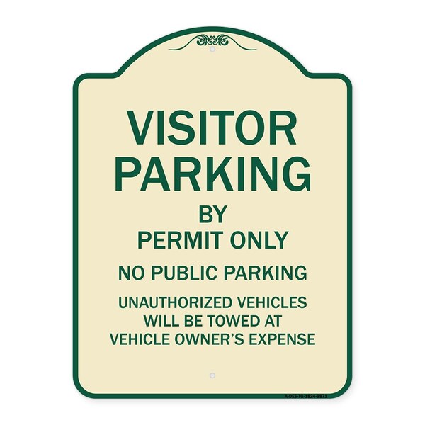 Designer Series-Visitor Parking By Permit Only No Public Parking Sign, 24" x 18", TG-1824-9871